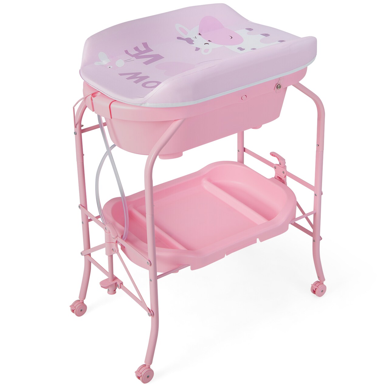 Baby bath tub with top stand and changing table